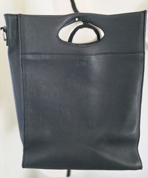 Rare JOYN Black Supple Leather LAPTOP Tablet Tote Handbag TopHandle PURSE EuC